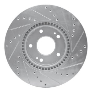 Kia Sportage Brake Rotor (1) - Front Left - R1 Concepts - Drilled & Slotted - Silver - `12-`16